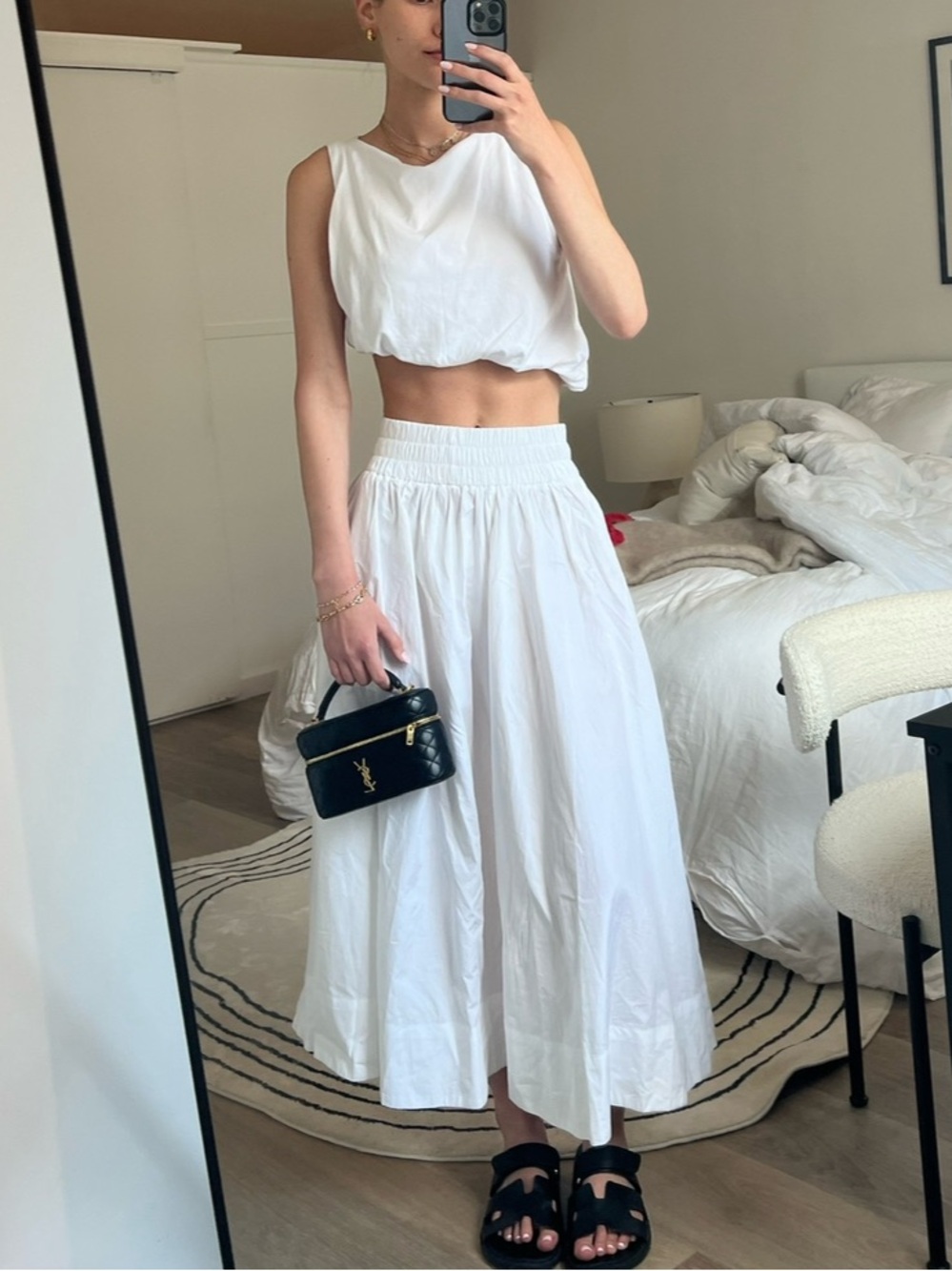 Asymmetrical Ruched White Top
